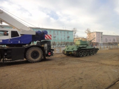 В сквере в честь 70-летия Победы установлен на постамент танк Т-34.