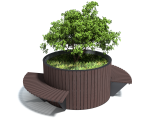 Вазон-кольцо для деревьев с интегрированной в него скамьей